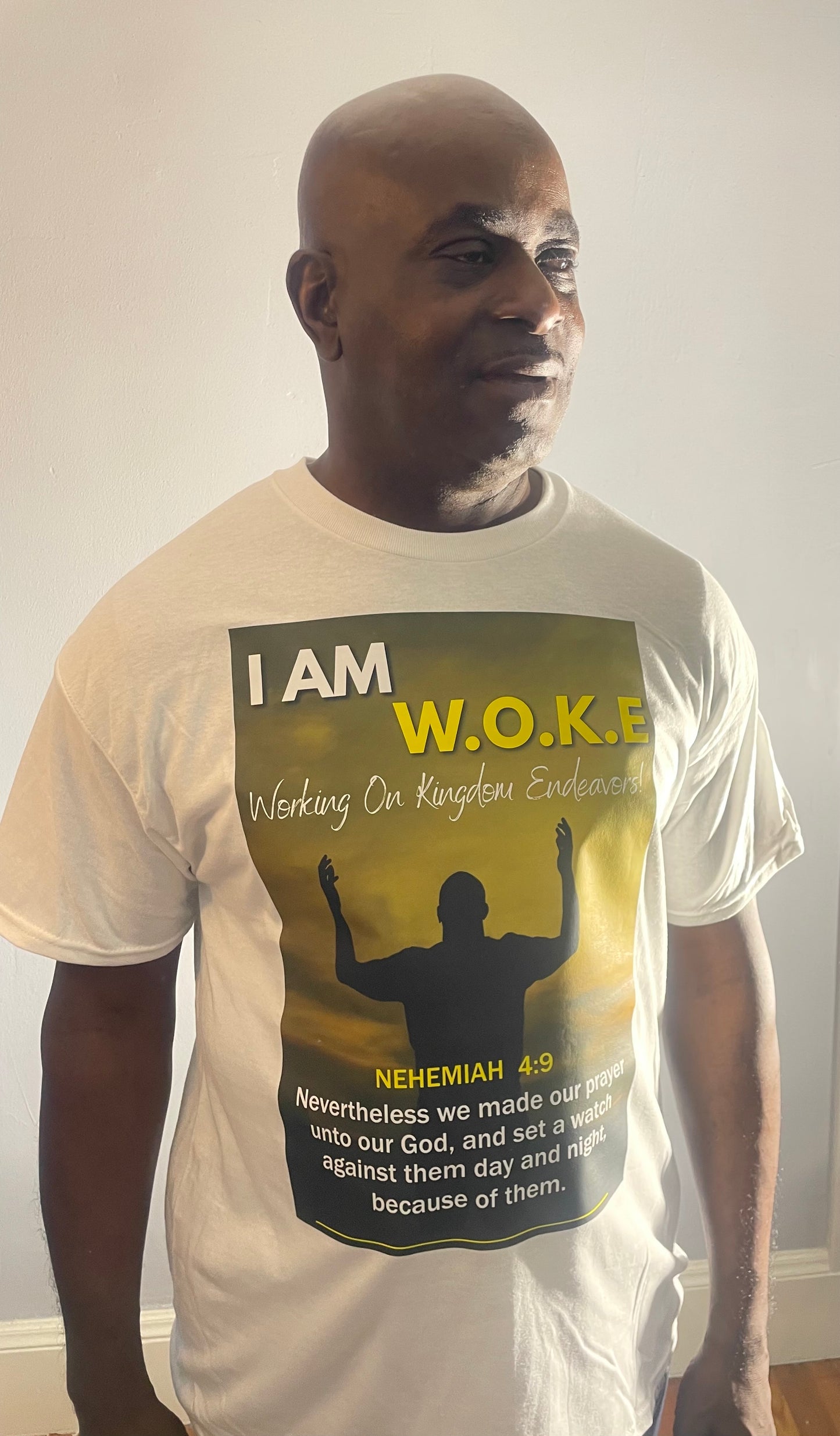 I AM WOKE short sleeve t-shirt ( White Sunrise)