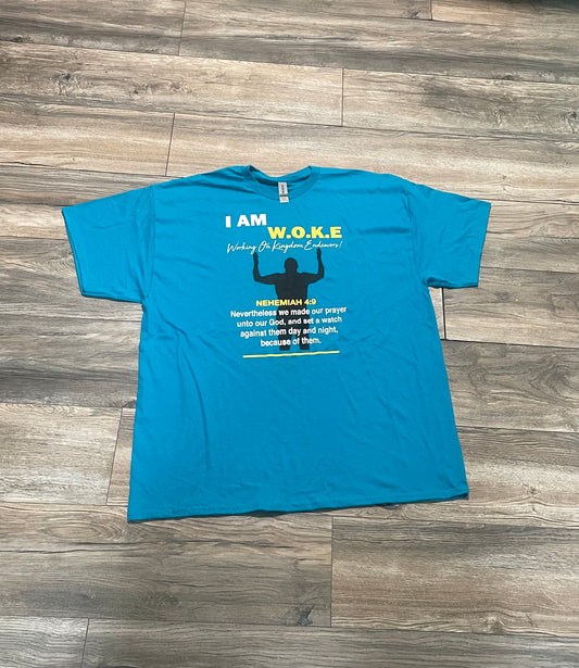 I AM WOKE short sleeve t-shirt ( Tropical Blue)