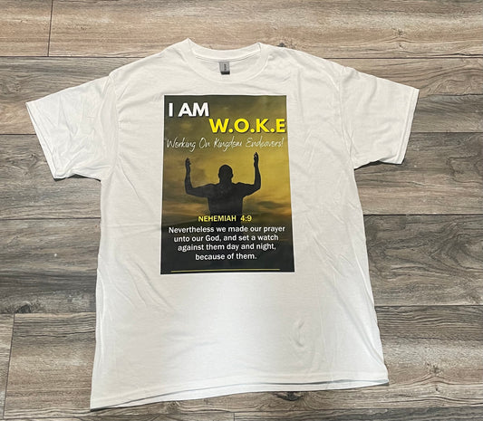 I AM WOKE short sleeve t-shirt ( White Sunrise)