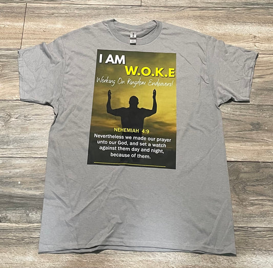 I AM WOKE short sleeve t-shirt ( Gravel Sunrise)