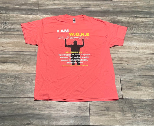 I AM WOKE short sleeve t-shirt ( SALMON)